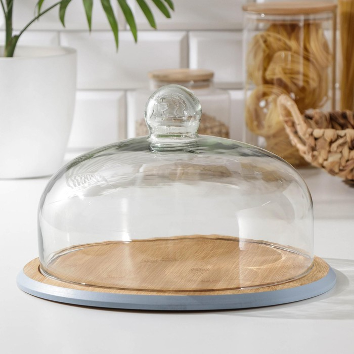 Блюдо для подачи с крышкой Heaven, d=30 см, бамбук, стекло, цвет МИКС Блюдо для подачи с крышкой Heaven, d=30 см, бамбук, стекло, цвет МИКС