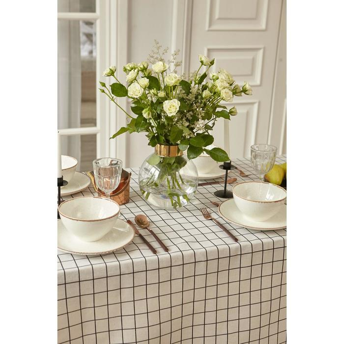 Скатерть Доляна "Клетка" 145х200&plusmn;3см,100%пэ, рогожка 130 гр/м