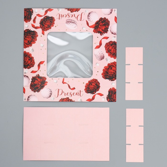 Коробка для конфет, кондитерская упаковка, 9 ячеек, Present, 14.7 х 14.7 х 3.5 см