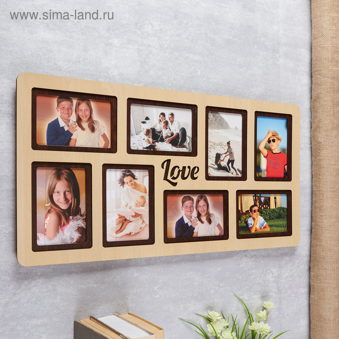 Фоторамка ЛХДФ Фоторамка ЛХДФ "Love" на 8 фото 10x15см. Размер изделия 65*34см.