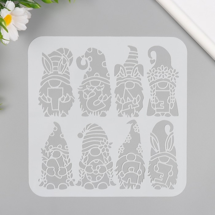 Трафарет пластик Трафарет пластик "Гномы" 20х20 см