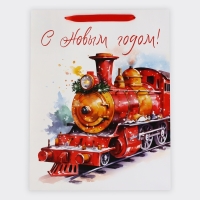 Новый год. Пакет подарочный новогодний ламинированный &laquo;Новогодний поезд&raquo;, L 31 х 40 х 11.5 см, Новый год