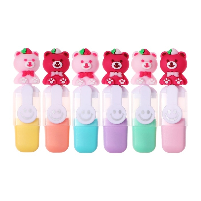 Набор маркеров текстовыделителей 6 штук 6 цветов, в пенале на молнии Мишки Набор маркеров текстовыделителей 6 штук 6 цветов, в пенале на молнии Мишки