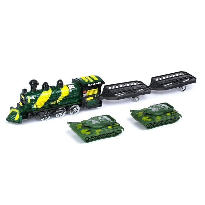 Паровоз инерционный &laquo;Военный&raquo;, с танками, цвета МИКС