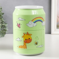 Копилка пластик "Банка. Жирафики" кодовый замок, звук АА зелёный 15х21 см