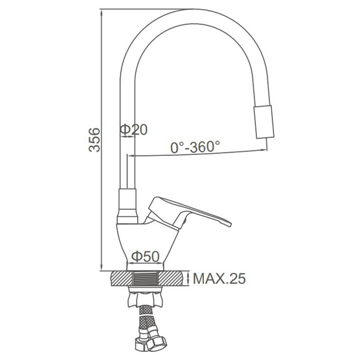 Смеситель для кухни Accoona A4844N, однорычажный, силиконовый излив, силумин, красный/хром Смеситель для кухни Accoona A4844N, однорычажный, силиконовый излив, силумин, красный/хром