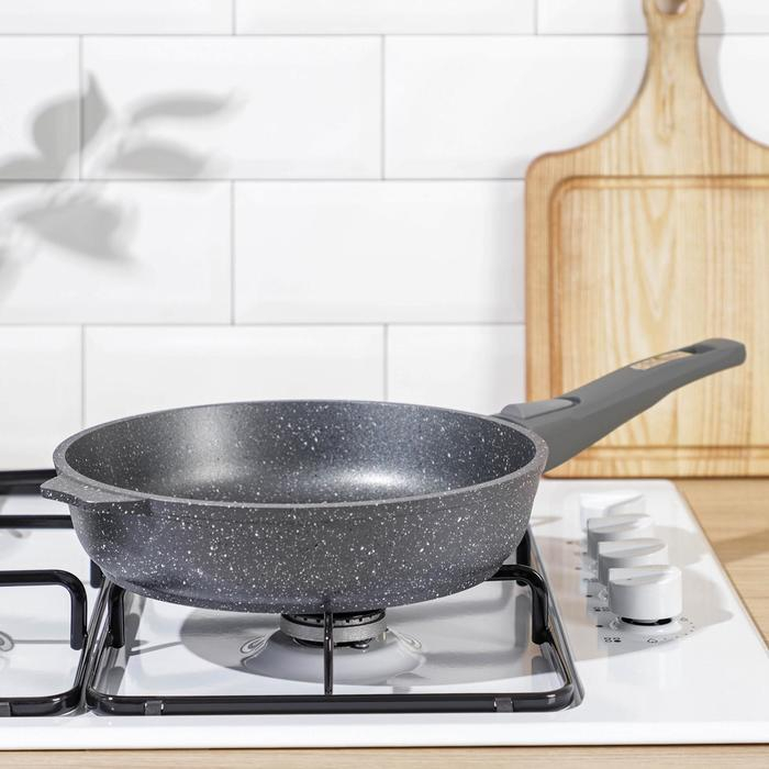 Сковорода &laquo;Гранит&raquo;, d=24 см, съёмная ручка, антипригарное покрытие, цвет серый