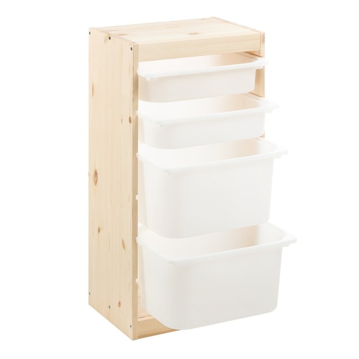 Стеллаж TROFAST-2, с контейнерами, вертикальный, Массив сосны