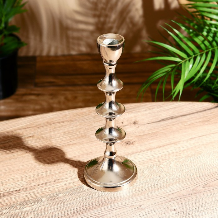 Подсвечник алюминий "Кольца" на 1 свечу 9х9х24 см