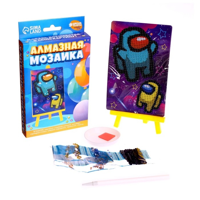 Алмазная мозаика с частичным заполнением на подставке для детей &laquo;Игровой мир&raquo;, 10 х 15 см