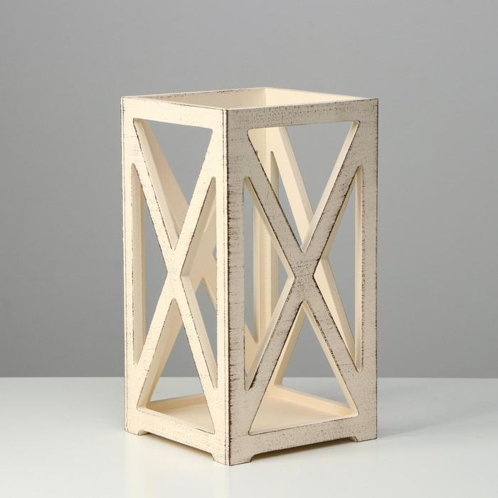 Кашпо деревянное 14&times;14&times;26 см "Фонарь Хай-тек Прованс", бежевый