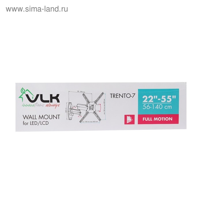 Кронштейн VLK TRENTO-7, для ТВ, наклонно-поворотный, 22 Кронштейн VLK TRENTO-7, для ТВ, наклонно-поворотный, 22"-55", 85-395 мм от стены, черный