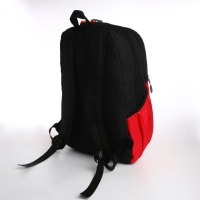 Рюкзак школьный, 2 отдела на молнии, 3 кармана, цвет чёрный/красный