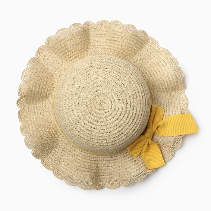 Шляпа для девочки с бантом MINAKU, р-р 52, цв.светло-коричневый