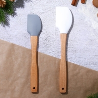 Новый год. Набор силиконовых лопаток &laquo;Новогоднего настроения&raquo;, 2 шт в наборе (26х5 см, 23.3х4.3 см)