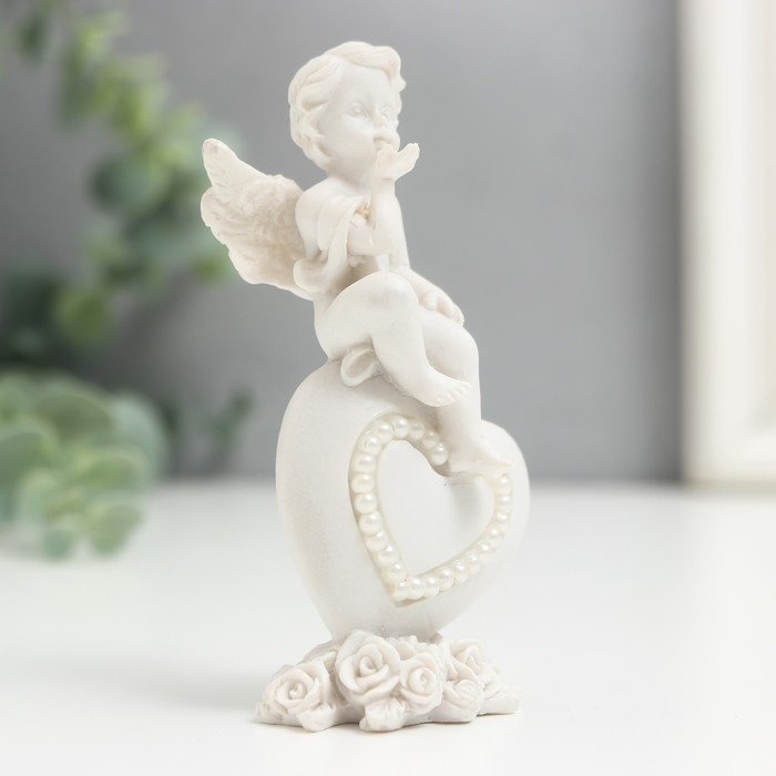 Сувенир полистоун Сувенир полистоун "Ангелок на сердечке из страз" МИКС 9х4,3х3 см