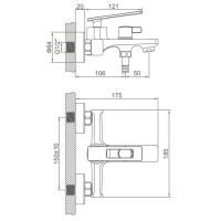 Смеситель для ванны Accoona A63127AT, однорычажный, излив 175 мм, душевой набор, черный Смеситель для ванны Accoona A63127AT, однорычажный, излив 175 мм, душевой набор, черный