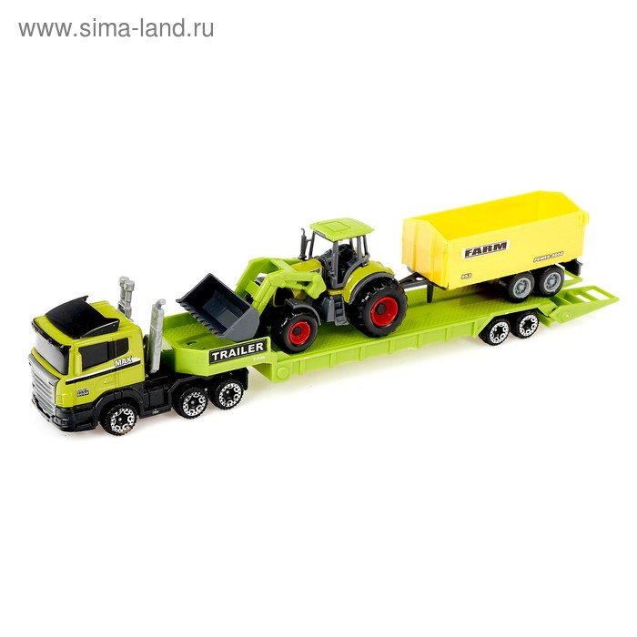 Грузовик металлический «Ферма» с трактором, МИКС Грузовик металлический «Ферма» с трактором, МИКС