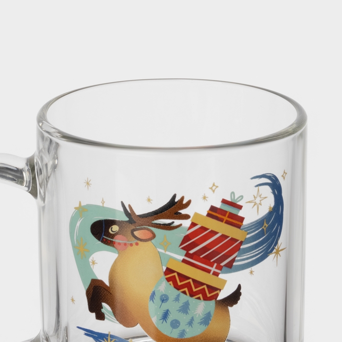 Кружка стеклянная чайная &laquo;С Новым Годом&raquo;, 320 мл, МИКС