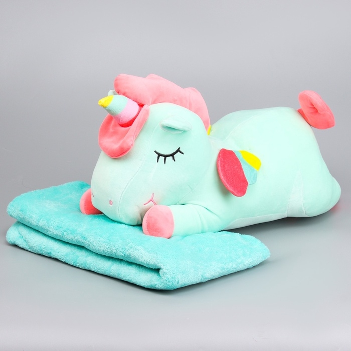 Шкурка мягкой игрушки Шкурка мягкой игрушки "Единорог" с пледом, 50 см, цвет голубой