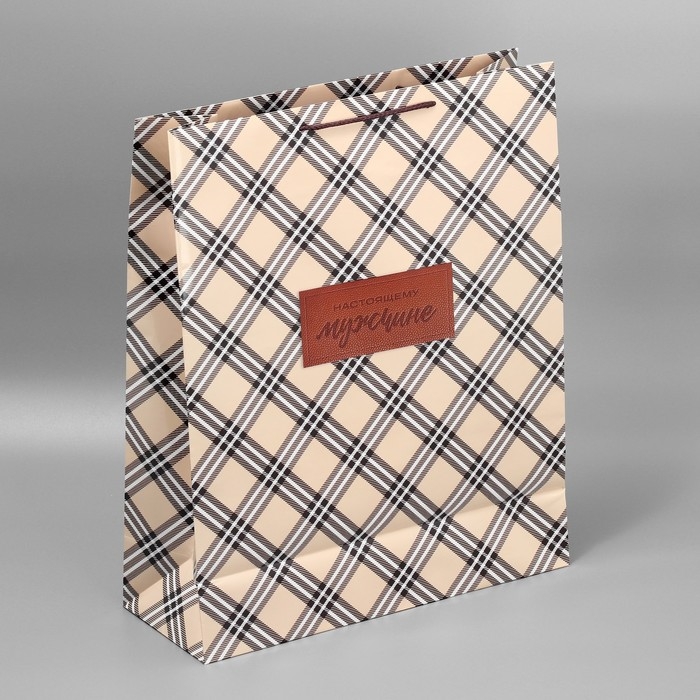 Пакет подарочный ламинированный, упаковка, &laquo;Настоящему мужчине&raquo;, XL, 40 х 49 х 15 см