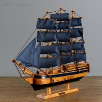 Корабль "Морской оркестр" трехмачтовый с синими парусами, 40*8*35см Корабль "Морской оркестр" трехмачтовый с синими парусами, 40*8*35см