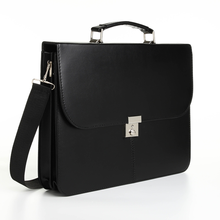 Сумка мужская деловая на клапане, цвет чёрный Сумка мужская деловая на клапане, цвет чёрный