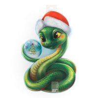 Плакат вырубной "Змейка-мальчик с шариком" символ года, двухсторонний, 49 х 39 см Плакат вырубной "Змейка-мальчик с шариком" символ года, двухсторонний, 49 х 39 см