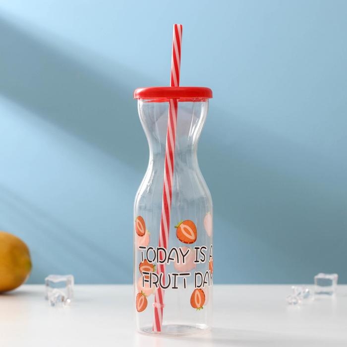 Бутылка &laquo;Цитрусовый бум&raquo;, 450 мл, с трубочкой, цвет МИКС