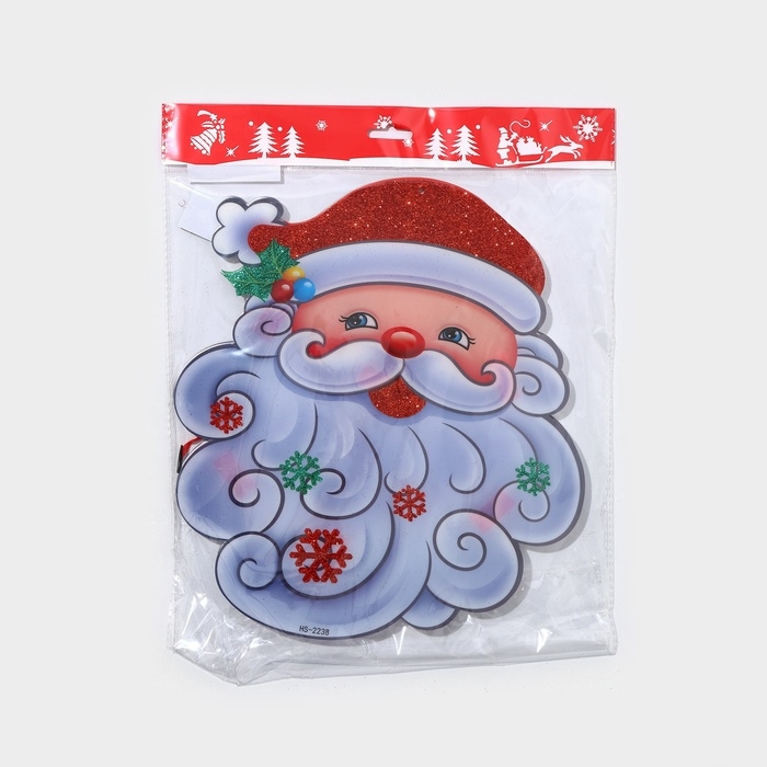 Декоративное светящиеся украшение (подвеска) Декоративное светящиеся украшение (подвеска) "Дедушка мороз" 30,5х27,5 см