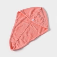 Чалма для сушки волос Доляна, микрофибра, с пуговкой, цвет розовый Чалма для сушки волос Доляна, микрофибра, с пуговкой, цвет розовый