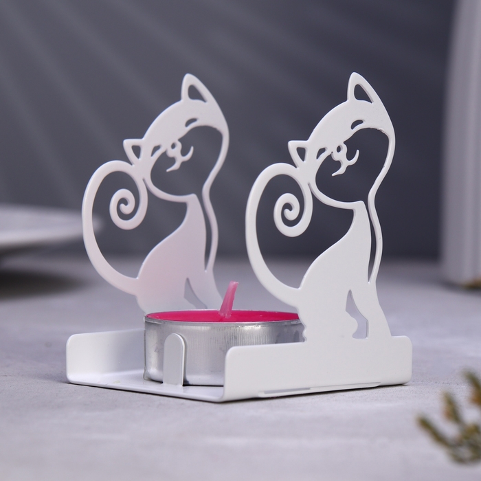 Подсвечник Подсвечник "Кошечка" 6,5х5,5х7см, белый