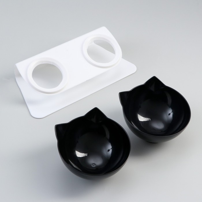 Миски пластиковые на белой подставке 27,5 х 14 х 15 см чёрная/черная Миски пластиковые на белой подставке 27,5 х 14 х 15 см чёрная/черная