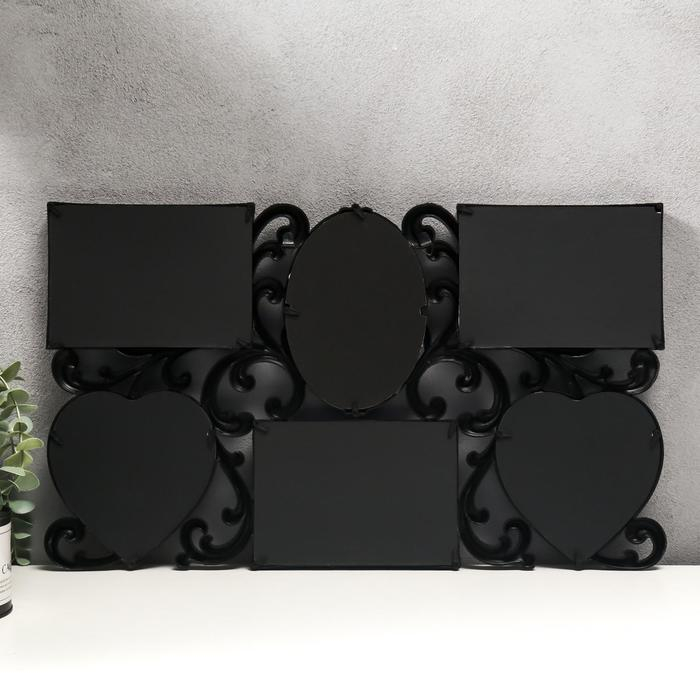 Фоторамка пластик на 6 фото 10х15, 10х10 см Фоторамка пластик на 6 фото 10х15, 10х10 см "Завитки" серебро 31,5х53 см