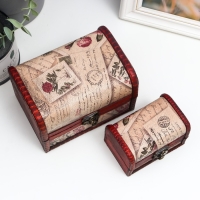 Шкатулка сундучок "Цветочное панно" (набор 2 шт), 10,5×10,5×15,2 см Шкатулка сундучок "Цветочное панно" (набор 2 шт), 10,5×10,5×15,2 см