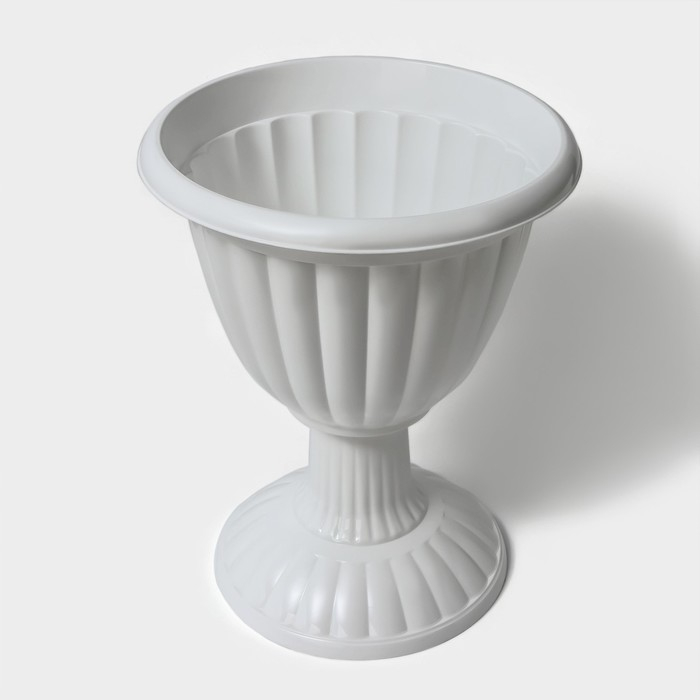 Кашпо уличное на ножке высокий &laquo;Жасмин&raquo;, 12 л, цвет белый