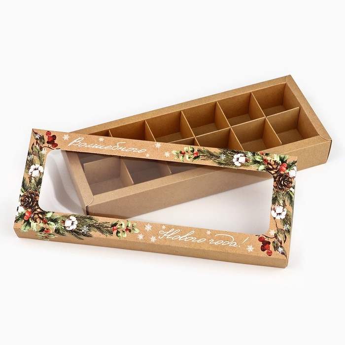 Коробка складная под 12 конфет «Новогодняя ботаника», 3.8 х 10.5 х 26.5 см, Новый год Коробка складная под 12 конфет «Новогодняя ботаника», 3.8 х 10.5 х 26.5 см, Новый год