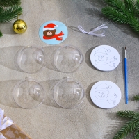 Ёлочное украшение под раскраску &laquo;Мишка&raquo; размер: 8 см; 2 шт., кисть