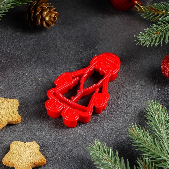 Форма для печенья «Дед Мороз», вырубка, штамп, 10×6 см, цвет красный Форма для печенья «Дед Мороз», вырубка, штамп, 10×6 см, цвет красный