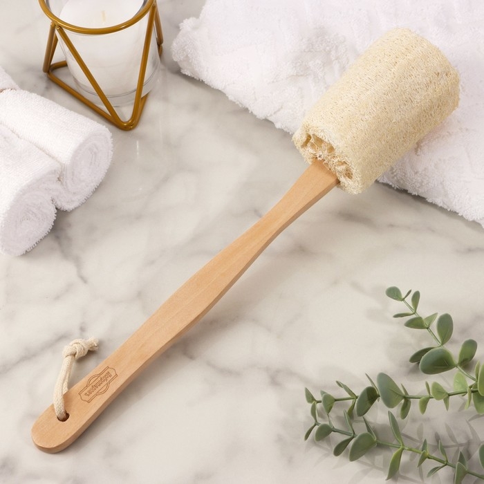 Мочалка с ручкой, люфа, гладкая, 33х7 см Мочалка с ручкой, люфа, гладкая, 33х7 см