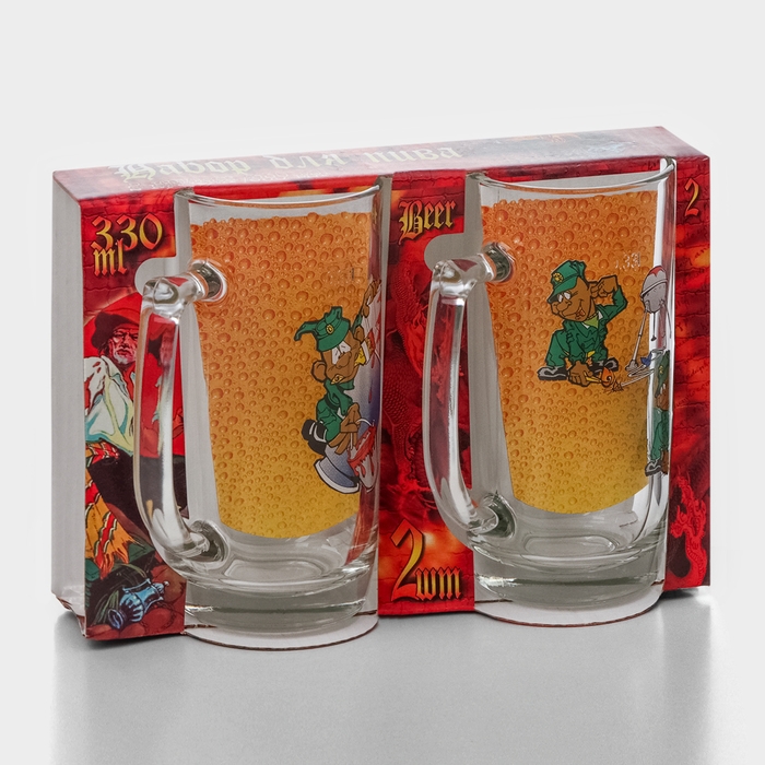 Набор пивных кружек &laquo;Приколисты&raquo;, 330 мл, в подарочной упаковке, 2 шт, рисунок МИКС