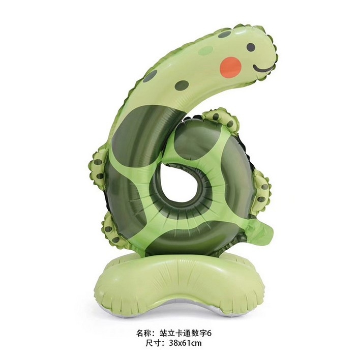 Шар фольгированный 24" &laquo;Цифра 6&raquo; на подставке, черепаха