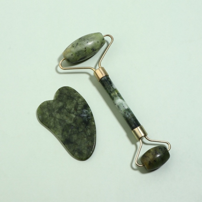 Массажный набор &laquo;Гуаша&raquo;, 18,5 &times; 10,5 &times; 2,5 см, цвет изумрудный