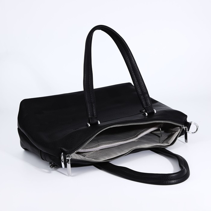 Сумка-тоут на молнии, 2 наружных кармана, цвет чёрный Сумка-тоут на молнии, 2 наружных кармана, цвет чёрный