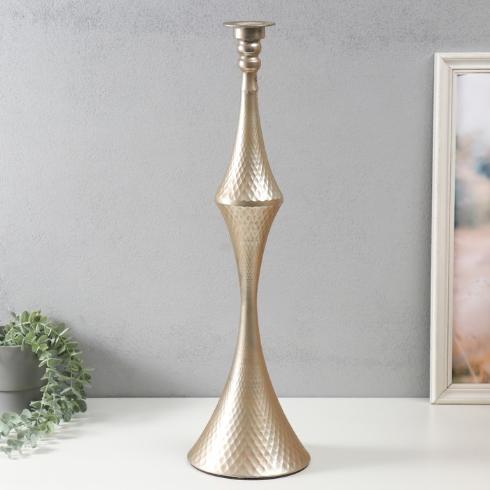 Подсвечник металл на 1 свечу Подсвечник металл на 1 свечу "Рокко" серебро 17,5х17,5х63,5 см