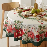 Скатерть Этель &laquo;Рождественский венок&raquo;, d=150 см, 100% хл, саржа 190 г/м2