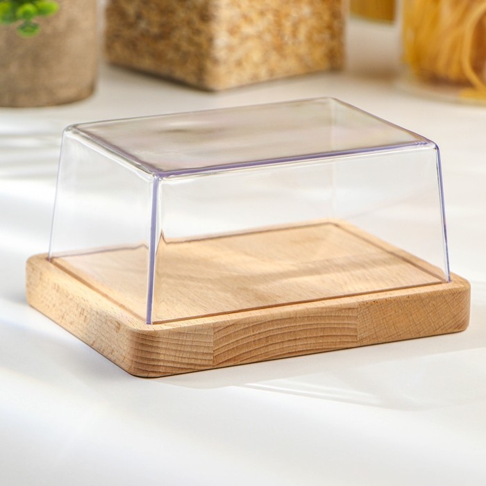 Маслёнка &laquo;Модерн&raquo;, 14,5&times;11&times;7,5 см, цвет прозрачный