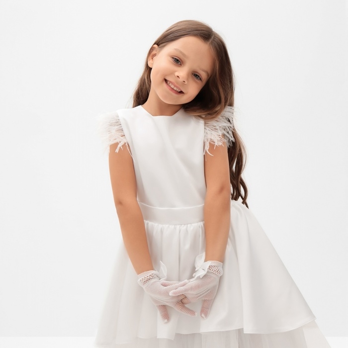 Платье нарядное детское KAFTAN, р.32 (110-116 см), белый Платье нарядное детское KAFTAN, р.32 (110-116 см), белый