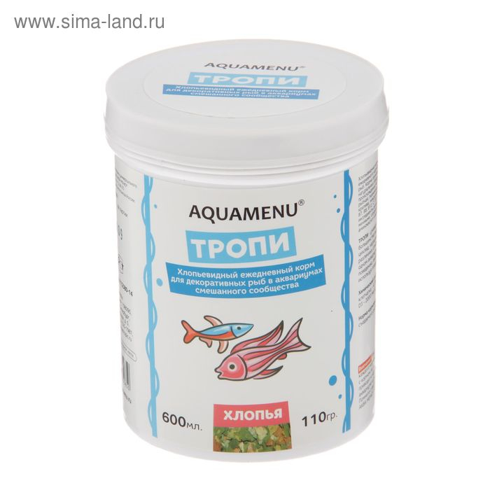 Корм Аква меню Корм Аква меню "Тропи" для рыб, 600 мл