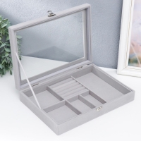 Шкатулка бархат для украшений многофункциональная "Серый туман" 5х20х28 см Шкатулка бархат для украшений многофункциональная "Серый туман" 5х20х28 см